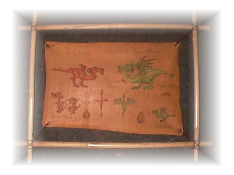 Bilder auf Leder mit Bambusrahmen